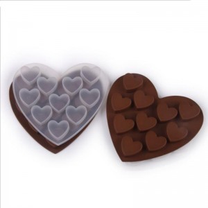 10 Cavities Heart Shape Silicone Mold for Baking Chocolate Soap Fondant Pudding Jelly Candy Cookie Ice Cube Small Cake Gelatine